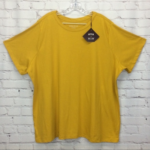 AVA & VIV T-Shirt Women's Plus Size 3x(24-26) Gold Scoop Neck Short Sleeve Comfy - Picture 1 of 6
